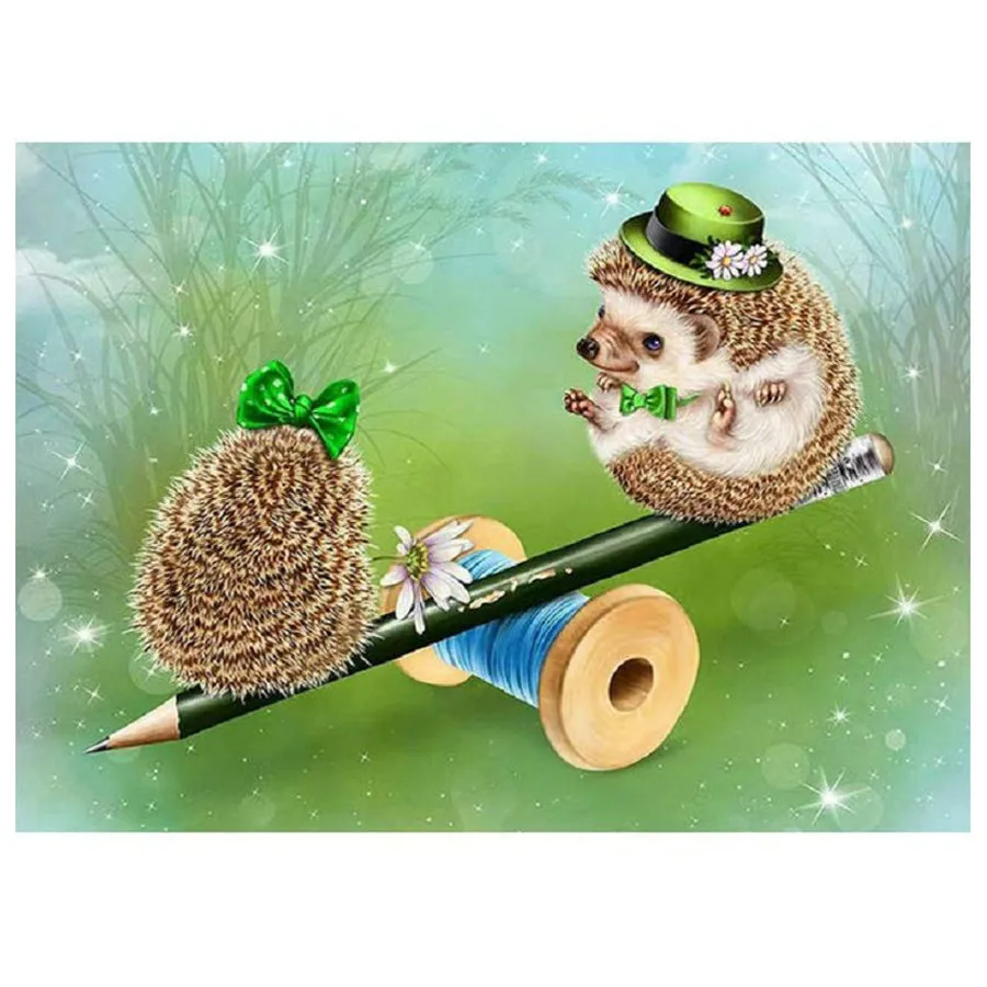 5D Diamond Painting Animal hedgehog Rocker 3d Pictures Corridor aisle decor Full Square Round Diamond mosaic Embroidery full set