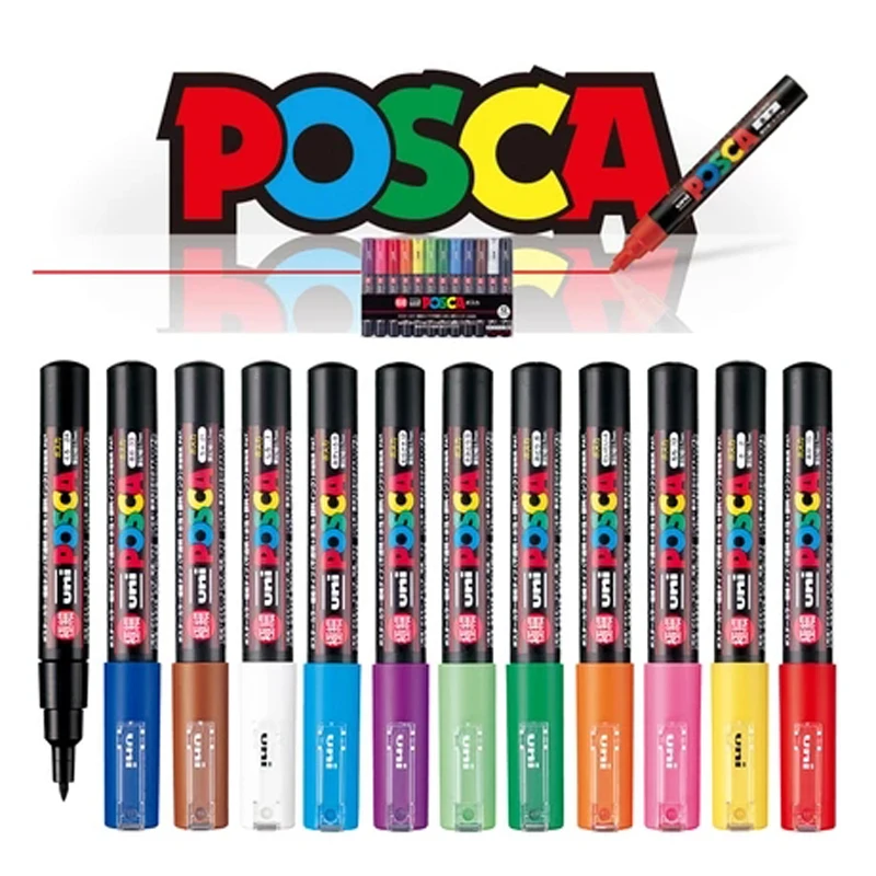 

3pcs Japan UNI POSCA Marker Paint Pen PC-1M Hand-painted Comic Painting POP Poster Advertising Pen 0.7 Round Head Water