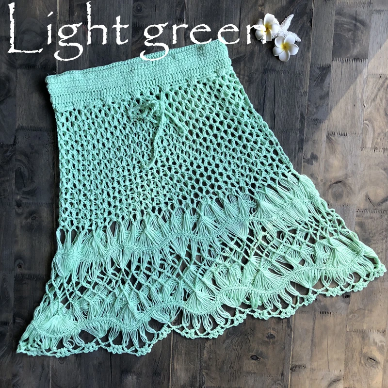 Boho Cotton Crochet Knitted Mini Skirts Women Summer High Waist Beach Hollow Out Mini Skirt Cool 2019 Hot Sale