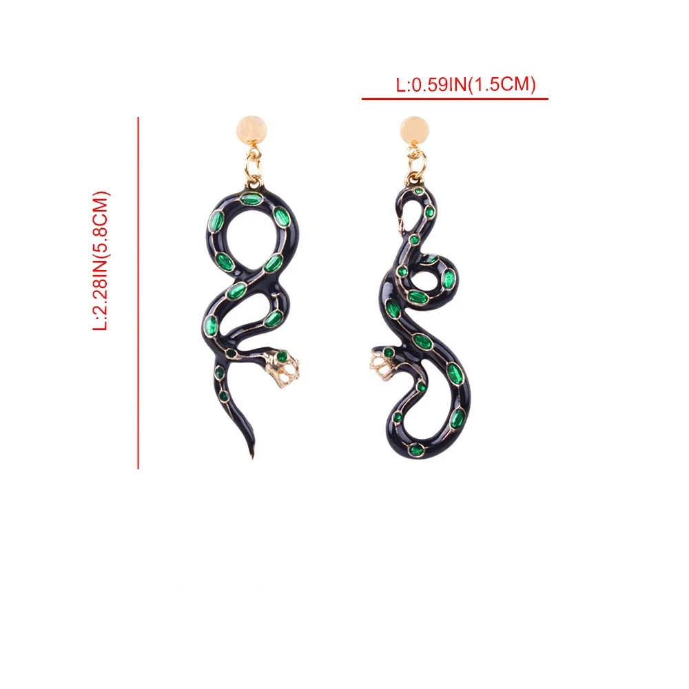 Personality Green Rhinestone Snake Drop Earrings for Women Girl 2020 Trendy Hip hop Statement Statement Party Jewelry Gift