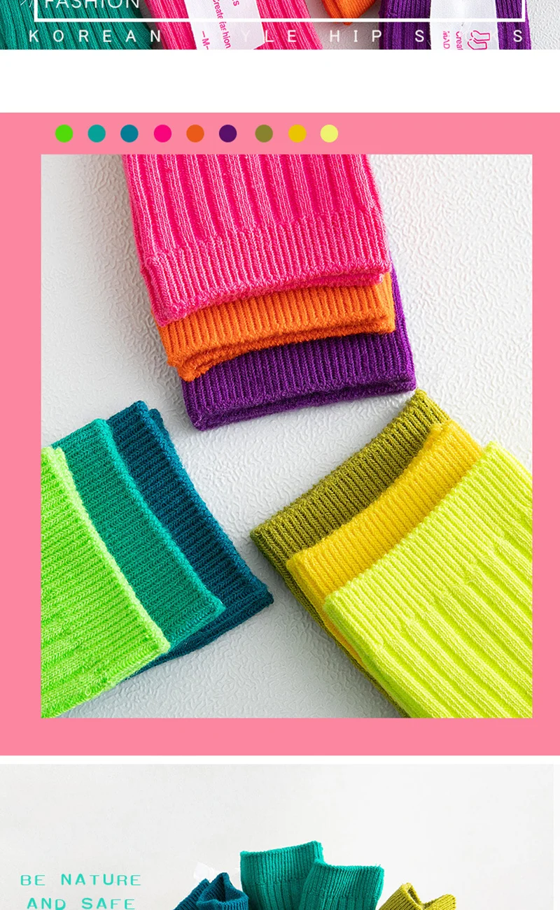 3 Paare/los 2024 Frühling Sommer kinder Candy Farbe Socken Koreanische Japanischen Stil Kinder Jungen Mädchen Doppel Nadel Mid-rohr Socken – Detail 3
