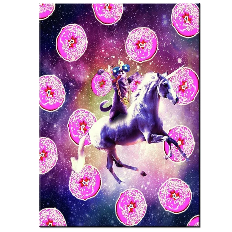 5D crystal painting diamond painting Unicorn and cat donuts DIY diamond embroidery pattern Home Decor diamond mosaic gift k2021