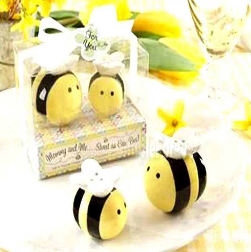 Sweet As Can Bee Salt and Pepper Shaker Honeybee Figurine Set Mommy Me Gift Box