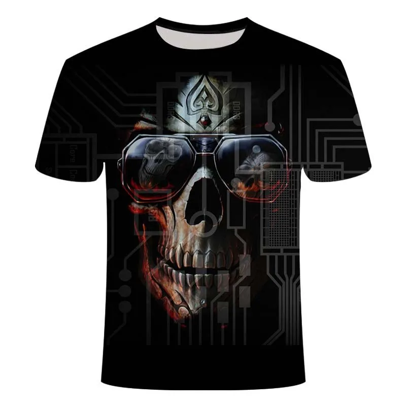 Fashion Summer T-Shirt Men 2021 3D Skull Printing Men\'s T-Shirt Breathable Streetwear Splicing Printing T Shirt Men