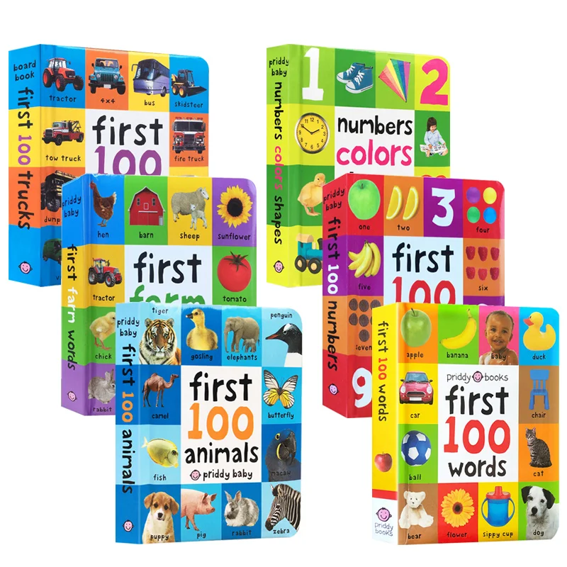 First 100 Trucks/Colors/Animals/Words/Numbers Board Book Children English Picture Books Educational Toys