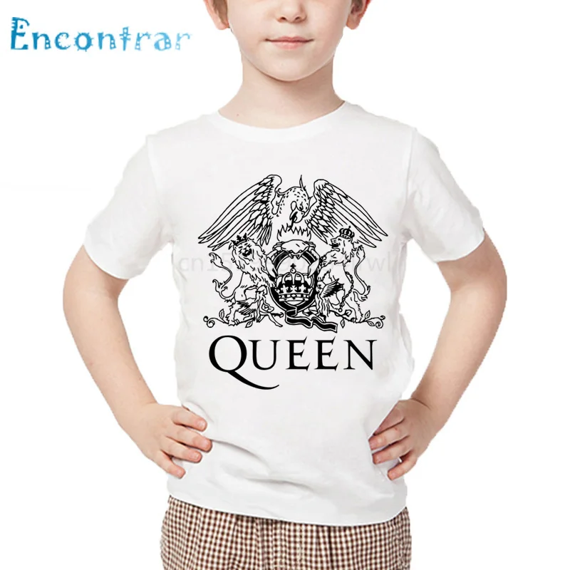 Kids Rock Band Queen Freddie Mercury Print T shirt Children Summer White Tops Boys and Girls Fashion Casual T-shirt