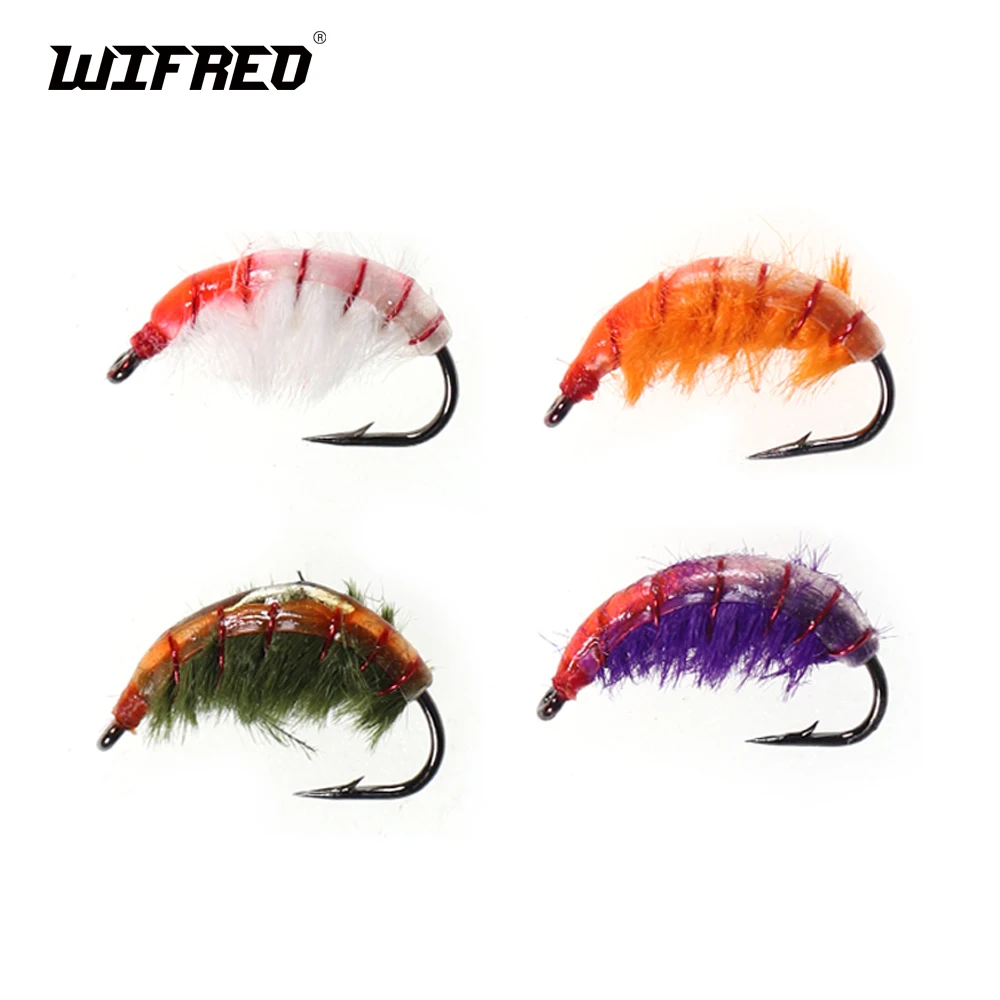 WIFREO Cezch Nymph Scud Bug Worm Fly Trout Fishing Bait Lure with Barbed Hook Carp Fly Trout Fishing Shrimp Fly Lure