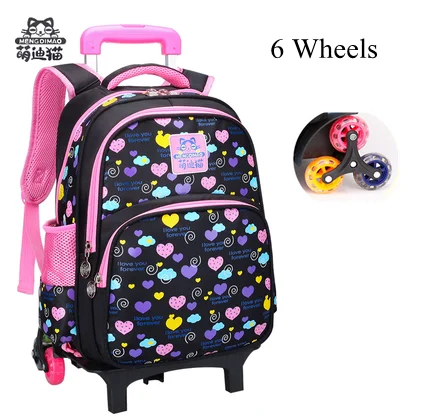 Children School Wheeled Backpack Bag for girls School Rolling Backpack Bag Mochilas Wheels School Trolley backpack Bag for kids