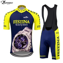 Spanish Brand men's Cycling Jersey set Short sleeve retro racing Sport  biking wear bicycling Clothing Blue Mtb Ciclismo Maillot