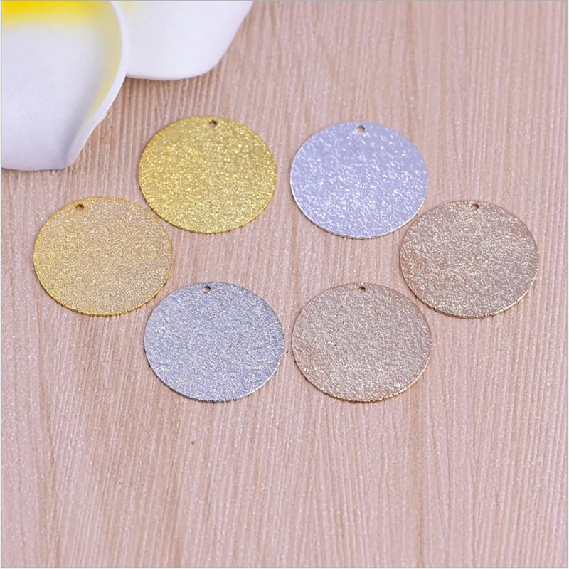 Copper plated double glitter sand texture frosted earrings pendant DIY necklace accessories