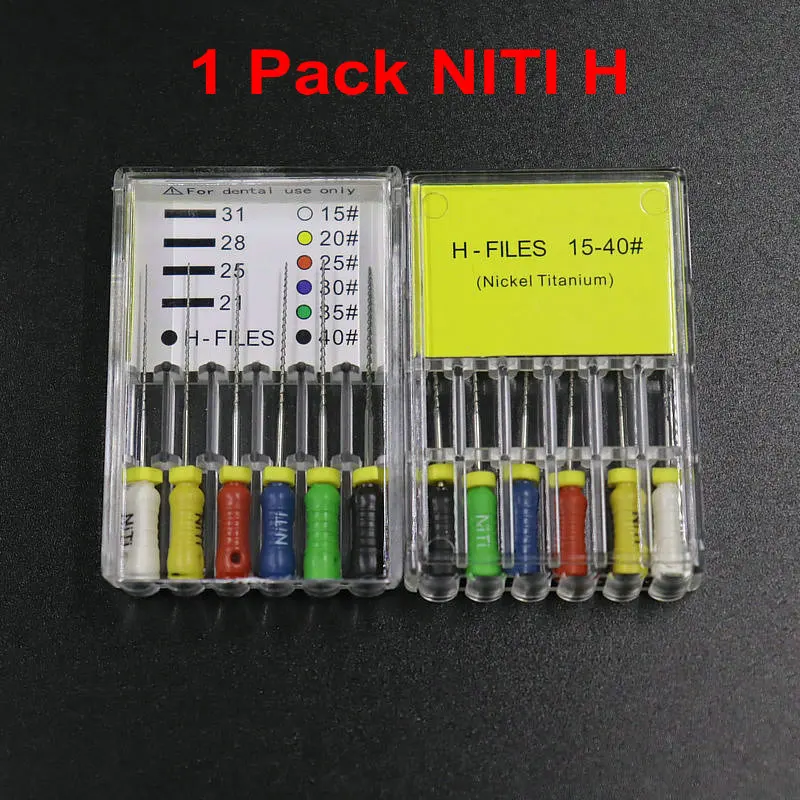 1Pack Dental NITI H Files 15-40#  Nickel Titanium Softer Endodontic Access Hand Files Hedstrom Root Canal Files for Dentist