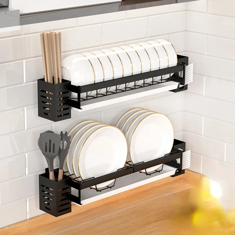 Kitchen Bowl Rack Storage Rack Drain Rack Plate Dishes Chopsticks Soup Spoon Tableware Storage Rack Wall Hanging Hole Free