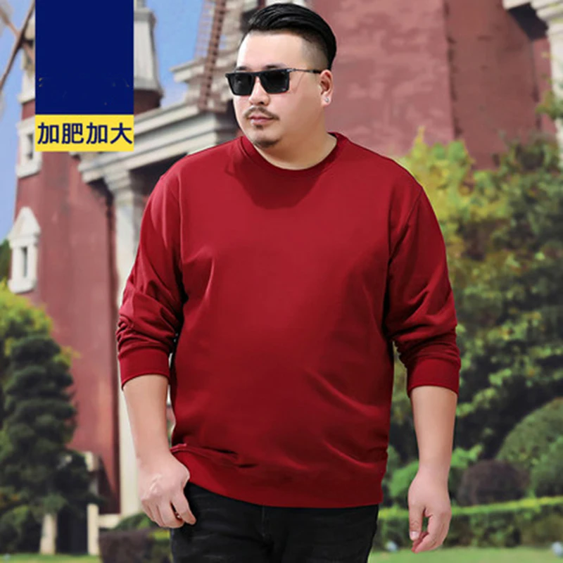 Men\'s big T-shirt plus size 7XL 8XL 9XL 10XL 11XL 12XL winter long sleeve round neck loose cotton sports black white blue top