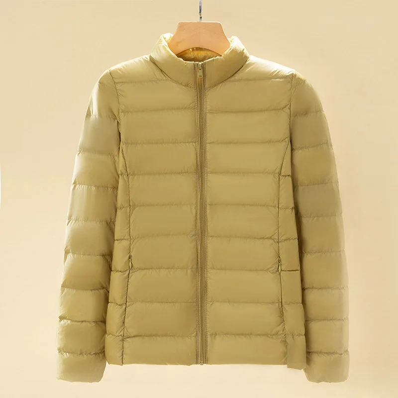 2025 New Matte Woman Ultra Light Duck Down Jacket Stand Collar Warm Outwear Soft Coats