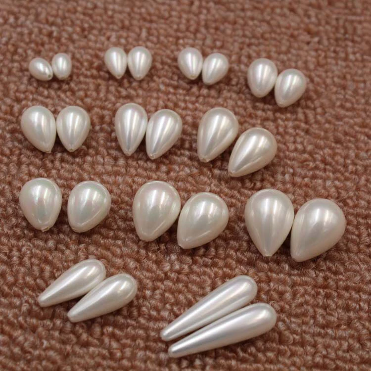 White Color Nice Quality South Sea Oyster Shell Pearls Tear Drop Shape Half Drilled Loose Pearls, 50pcs/lot