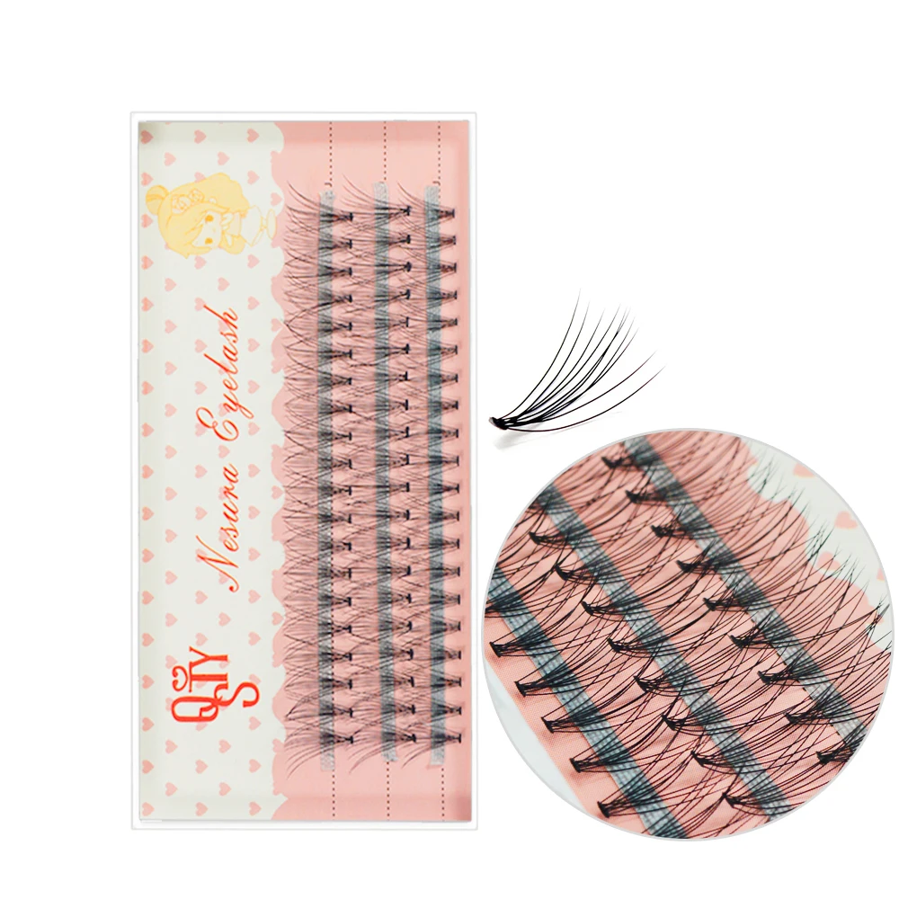 QSTY 10D Heat bonded cluste lashes 60 Bundle Mink Eyelashes Extension Natural Soft False Lashes  Fashion Women Eyes Makeup