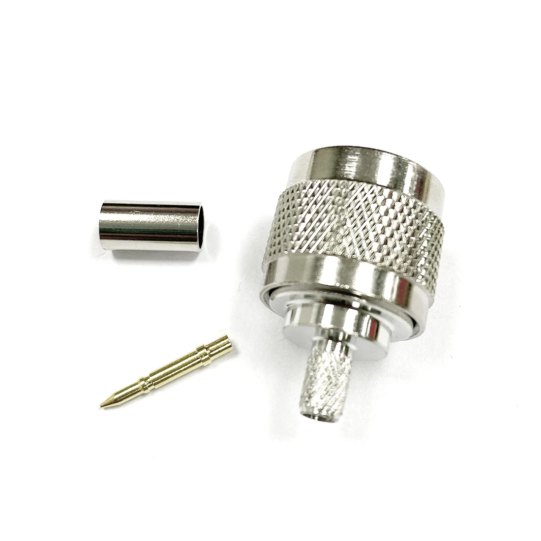 1pc N  Male Plug  RF Coax Convertor Connector Crimp RG58 RG142 RG400 LMR195  Straight  Nickelplated  New Wholesale