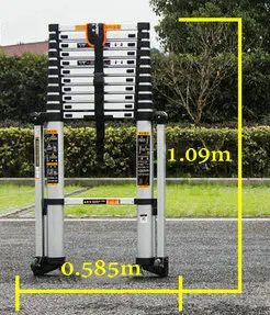 4.7m household portable telescopic ladder, aluminum alloy material, side tilt support rod, thick seamless aluminum tube