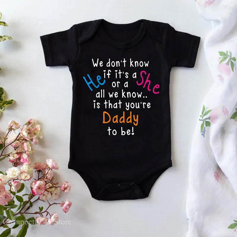 Funny Pregnancy Announce You Are Daddy to Be Letters Print Baby Bodysuit Cotton Black Newborn Clothes Father's Day Gift