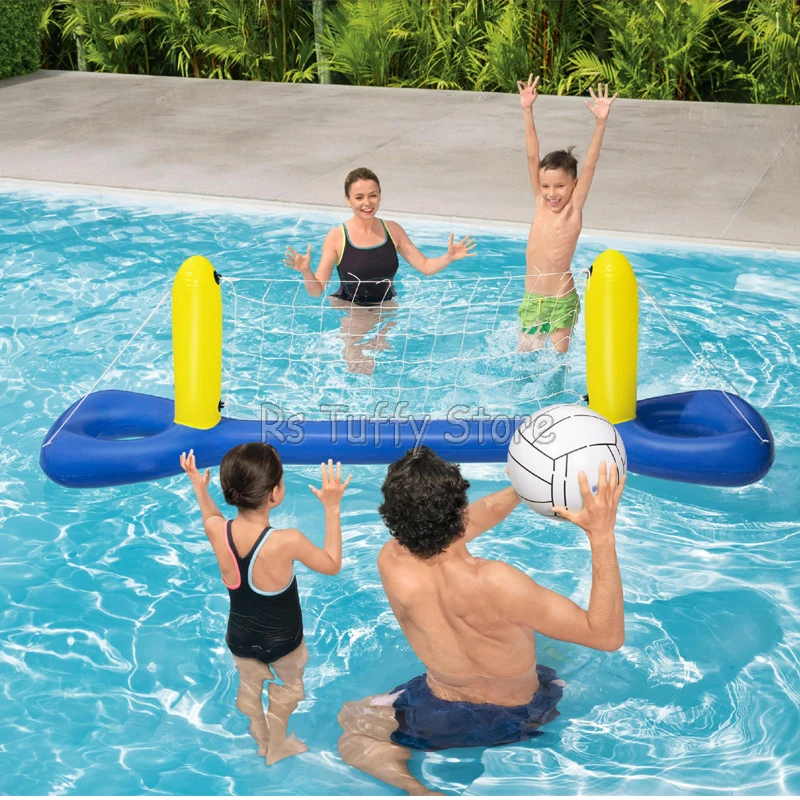 Pool aufblasbare Spielzeuge Volleyball netz schwimmende Handball Tor schießen Basketball korb Outdoor Wasserpark Sportspiel Kreis werfen