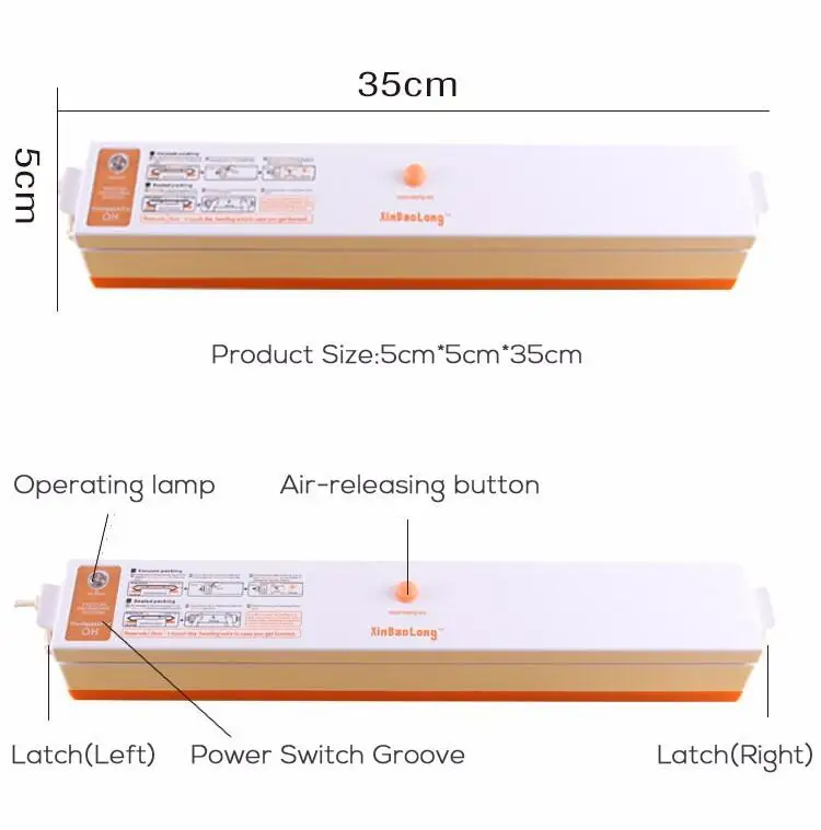 1PC Household Food Vacuum Sealer Machine Vacuum Packing Machine 220V Film Container Food Sealer Saver Include 15Pcs Bags Free