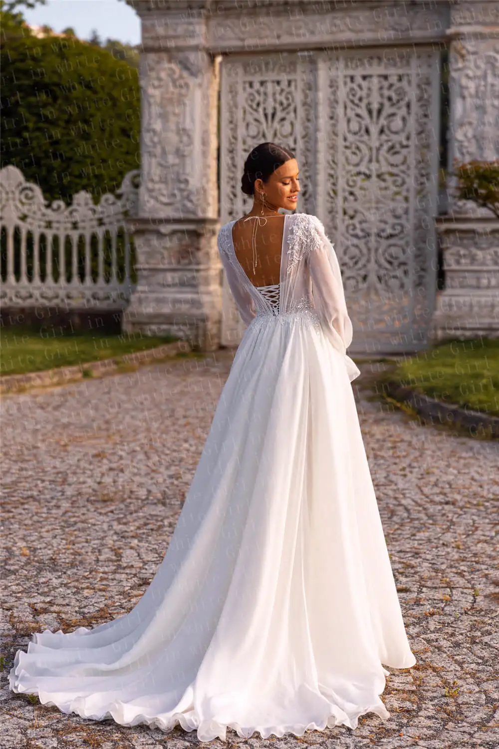 Robe de mariée en dentelle à paillettes, grande taille, manches longues, pour future mariée, automne