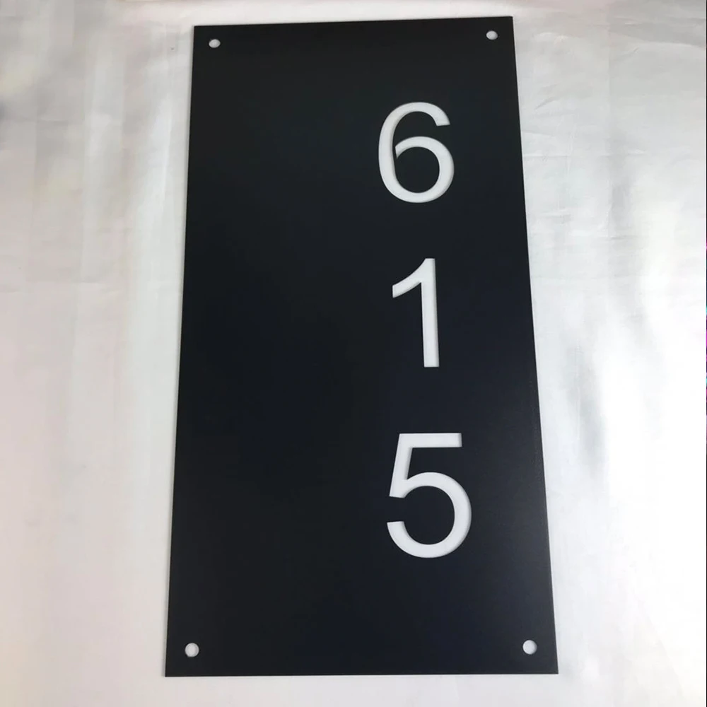 

BLACK HOUSE NUMBERS VERTICAL MODERN ADDRESS PLAQUE SIZE OPTIONS CUSTOM MADE