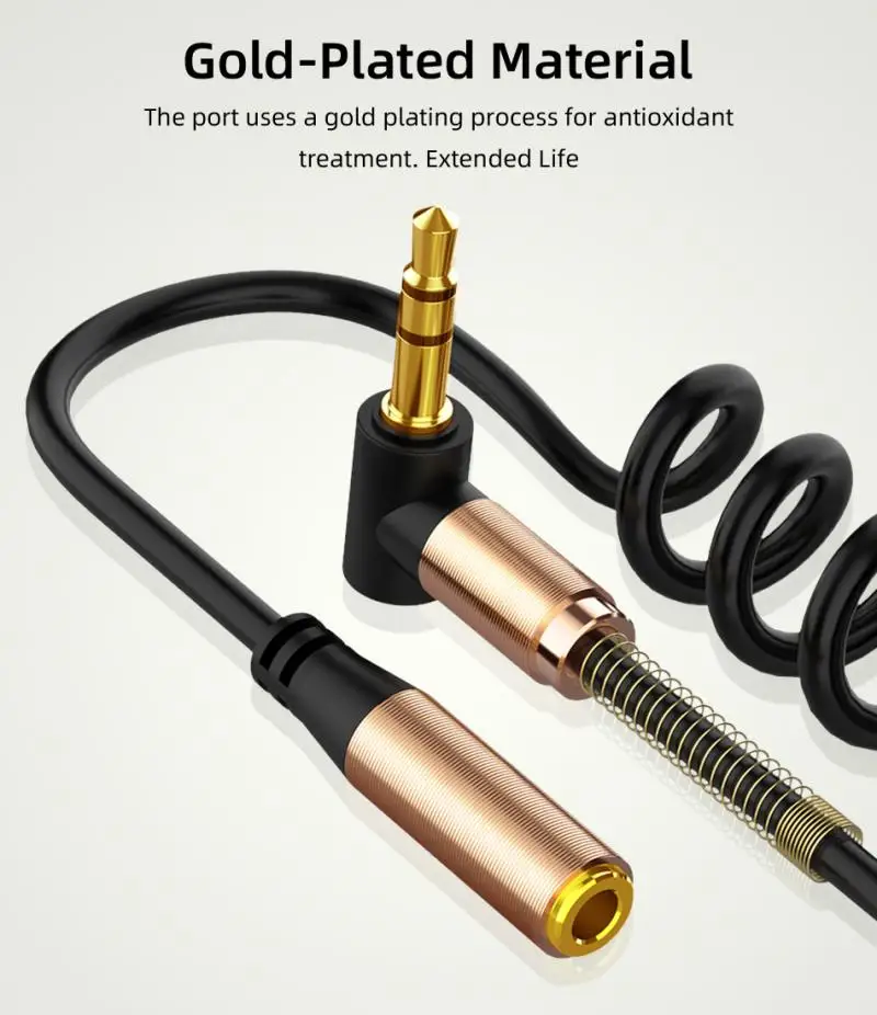 3.5mm Jack Audio Cable Spring Retractable Mobile Phone Audio Cable Male To Female Aux Extension Cable For Mobile Phone Computer