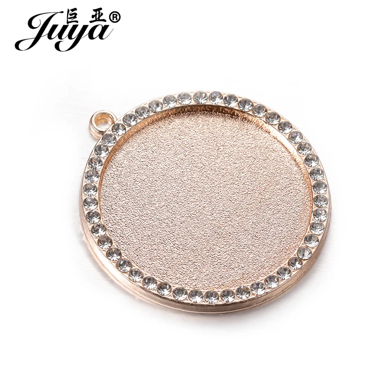 JUYA 5 teile/los 25/30mm Runde Cabochon Einstellung Diamant Handwerk Zubehör Anhänger Basis DIY Schmuck, Die Entdeckungen Für halskette – Detail 7