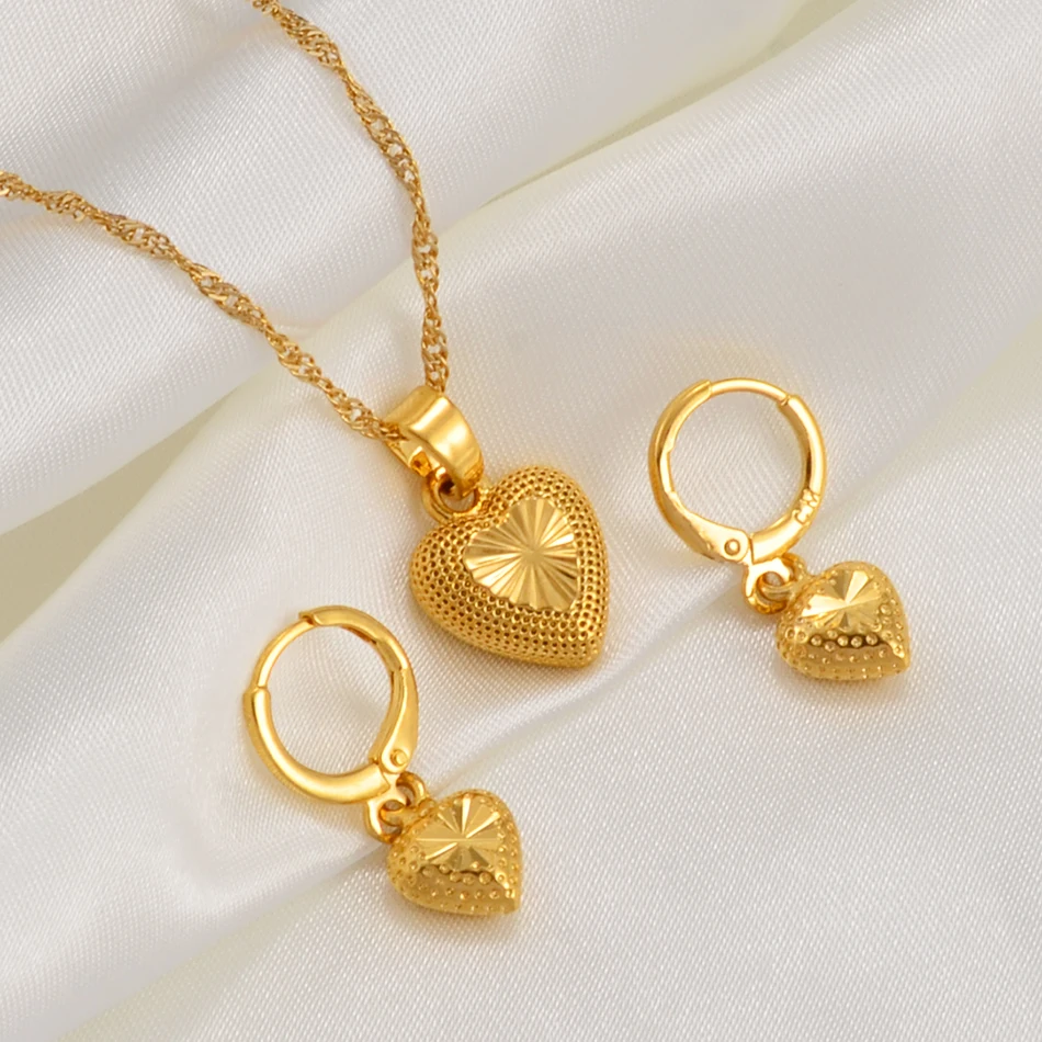 Anniyo Heart Jewelry Set for Women Girls The Best  for Love Pendant Necklaces Earrings Wedding Engagement