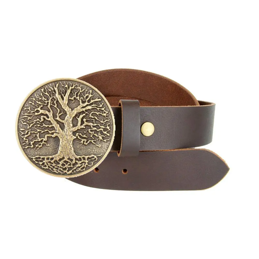 Golden Retro Tree Pattern Belt Buckle Western Denim Men's Jeans Accessories