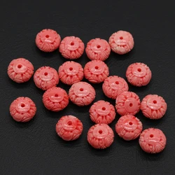 10Pcs Natural Red Coral Beads Lantern-Shaped Isolation Bead For Jewelry Making DIY Necklace Earrings Bracelet Accessory