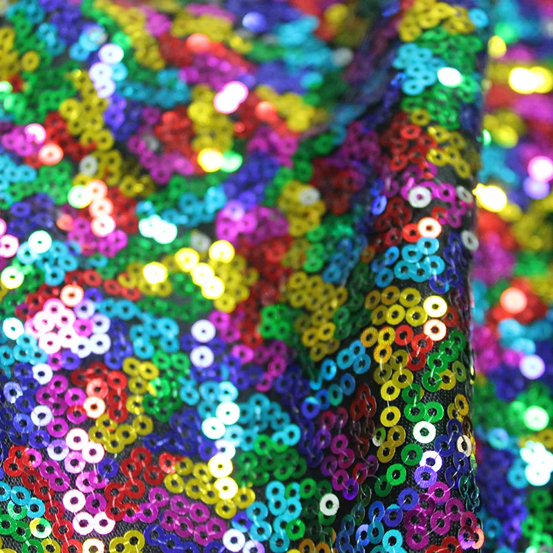 Gorgeous colorful fish scale sequin embroidered lace fabric mesh, encrypted 3mm sequins DIY clothing accessories  X1047