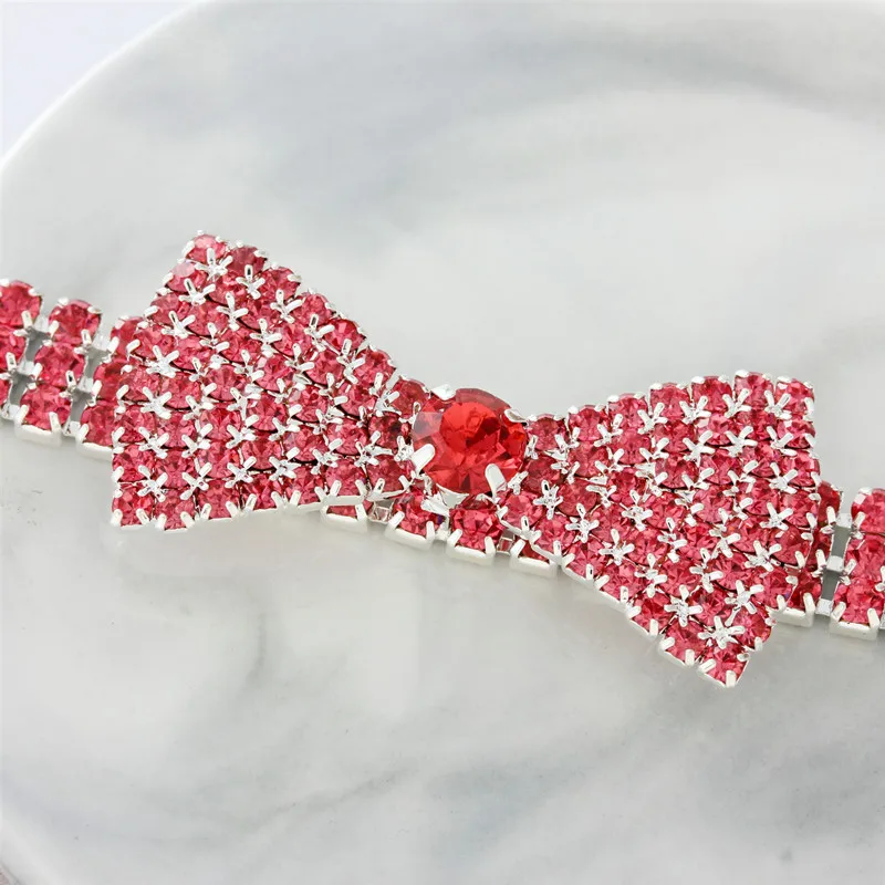 Rhinestone Bowknot Dog Collar Luxury Puppy Accessories for Small Dogs Cat Crystal Wedding Jeweled Necklace Gifts for Girl Pet