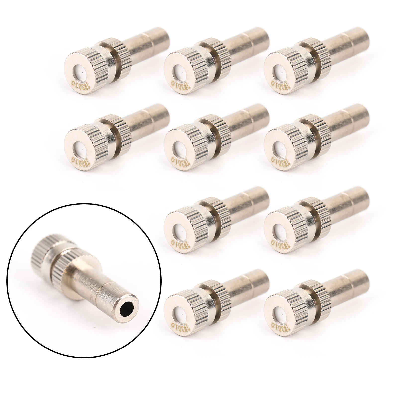 

Areyourshop 10X Misting Nozzles Water Mister Sprinkle For Cooling System 0.012" Quick plug