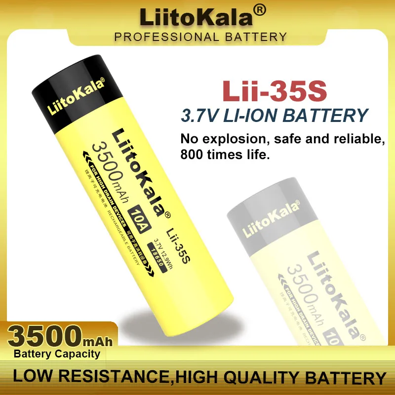 LiitoKala New Lii-35S 18650 3.7V 3500mAh Rechargeable Lithium Battery for LED Flashlight