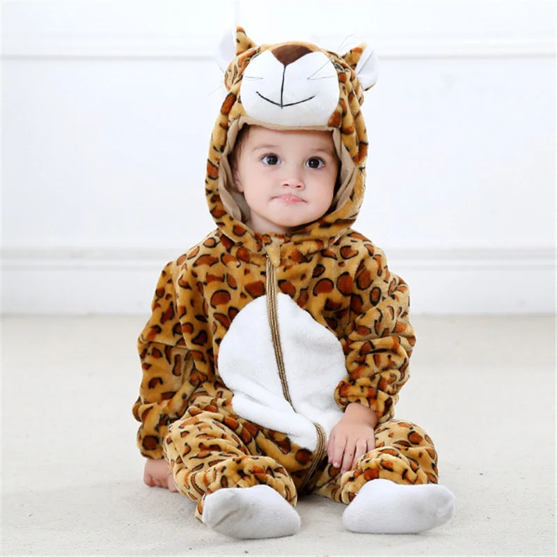 New Kids Pajamas Onesie Fox Animal Cartoon Crawl Clothes Winter Flannel Pajama Jumpsuit Boys Girls Kigurumi Sleepwear Overalls