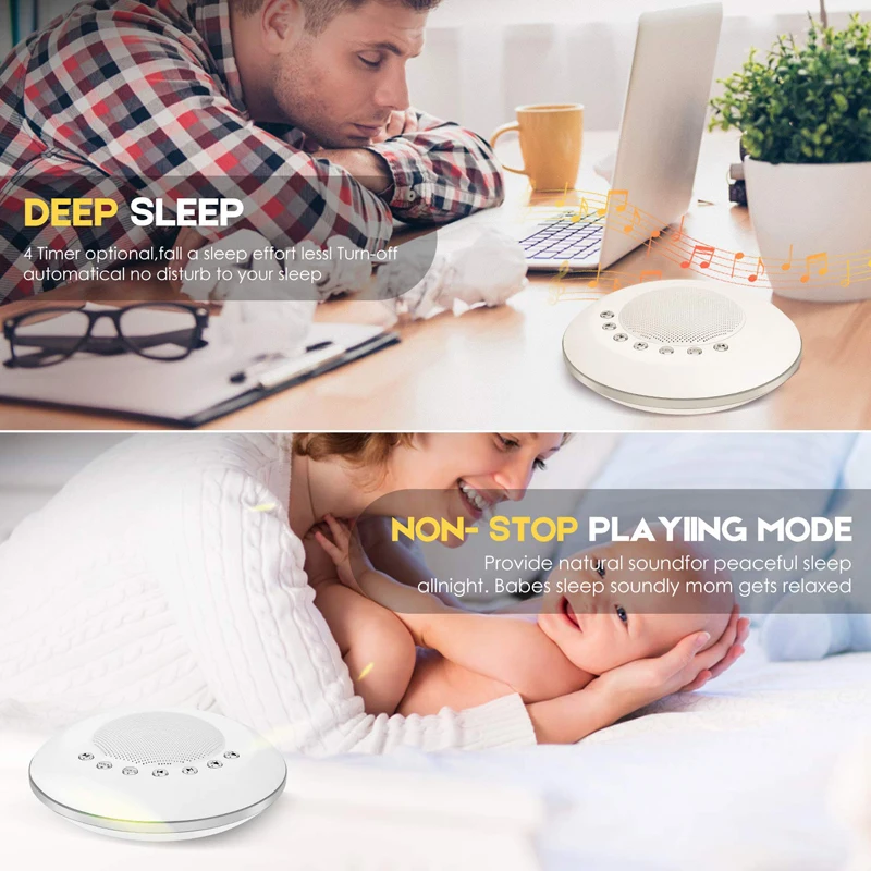 White Noise Machine for Kids Adult, Baby Rest Night Light, with Memory and Timer Function ,Battery or USB Output Charger