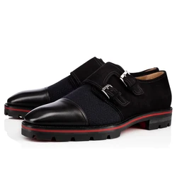 Qianruiti Formal Shoes Black Blue Monk Strap Men Dress Slip-on men Oxfords Patchwork Fashion Footwear Men Dress Shoes EU39-EU46