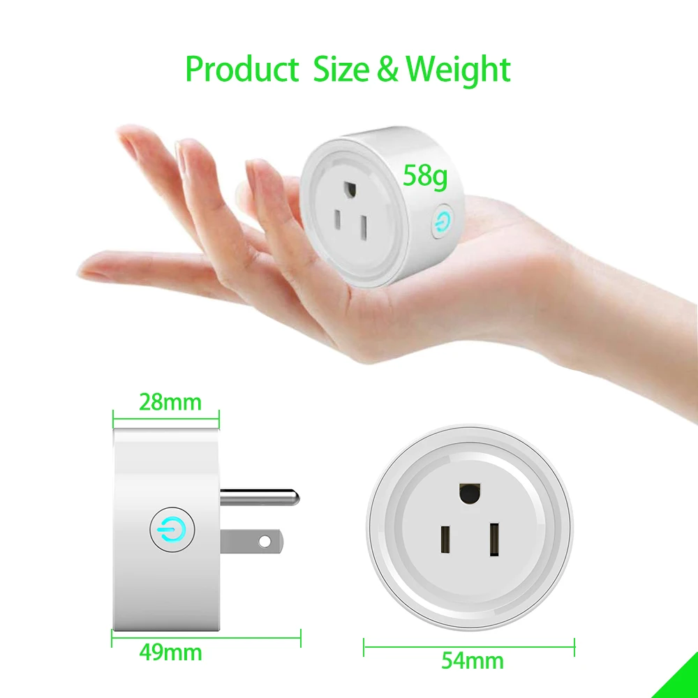 Smart Plug WIFI มินิสมาร์ท Outlet ทำงานร่วมกับ Alexa และ Google Home,ไม่ต้องใช้ฮับ, รีโมทคอนโทรลอุปกรณ์