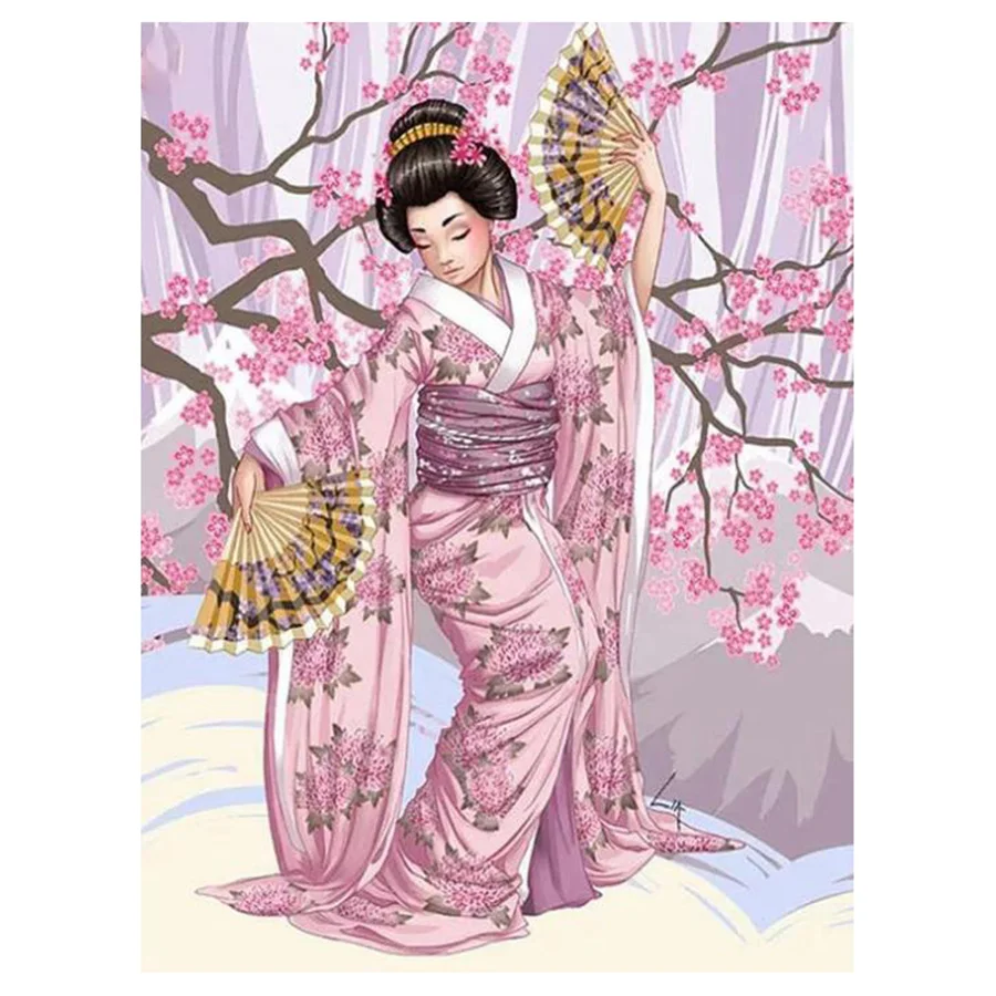 

3D diamond painting geisha cross stitch kit 5D full square mosaic diamond embroidery Japanese kimono wo