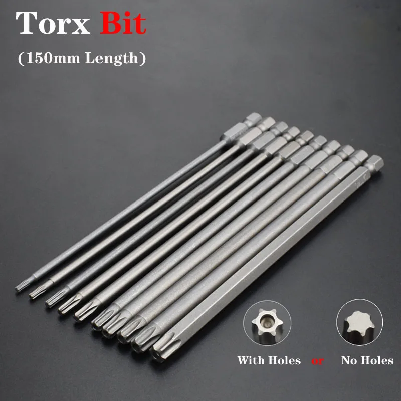 

1PCS 150mm Long Torx Screwdriver Bits Set S2 Steel 1/4" Hex Shank Electric Screwdriver Head T10,T15,T20,T25,T27, T30,T35,T40