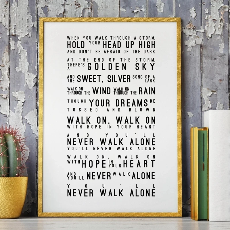 You'll Never Walk Alone Lyrics Canvas Art Print Poster Liverpool Football Club Canvas Nordic Style Painting Home Wall Decoration