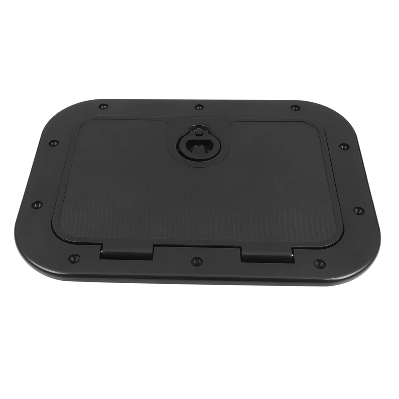 2X Marine Deck Plate Access Cover Pull Out Inspection Hatch with Latch, 14.96 x 11.02 Inch / 380 x 280mm -Black