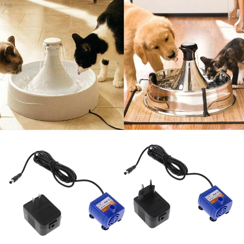 Automatic Pet Cat Water Drinking Fountain Silenced Fountain Pump Power Adapter US EU plug Whosale&Dropship