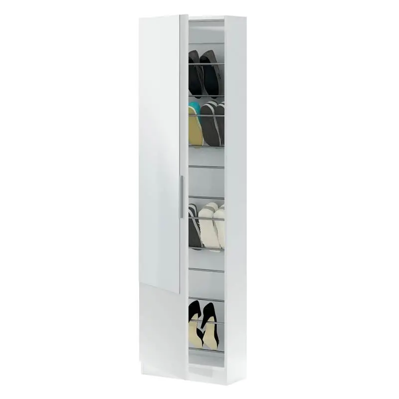 Rock shoe cabinet with mirror, Artik White, measures: 180 cm (height) x 50 cm (width) x 22 cm (background)