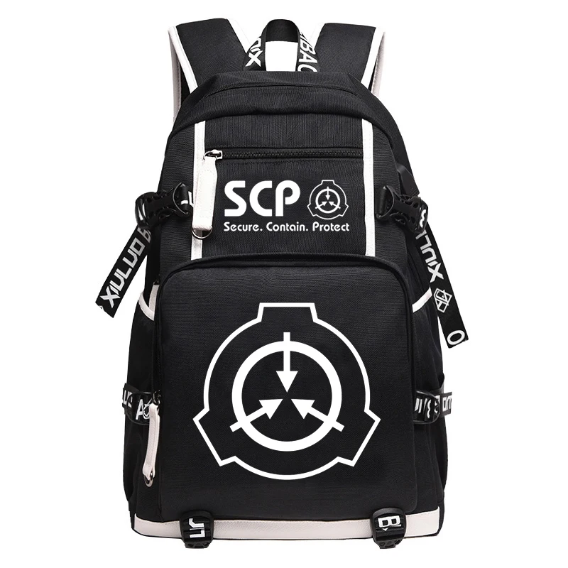 SCP Foundation Students Back Pack Cartoon Bookbag Oxford School Bags for Teenage Girls SCP Travel Bagpack USB Laptop Backpack