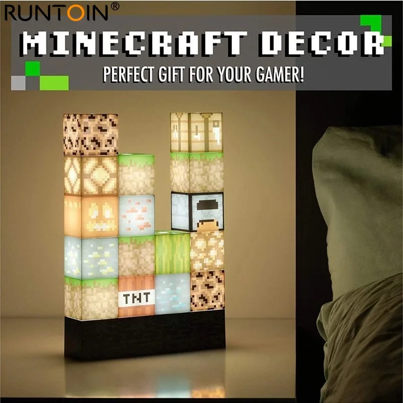 Stitching Light Decoration Pixel Building Blocks Lamp USB Plug My World DIY Stacking Creative Toy Night Light