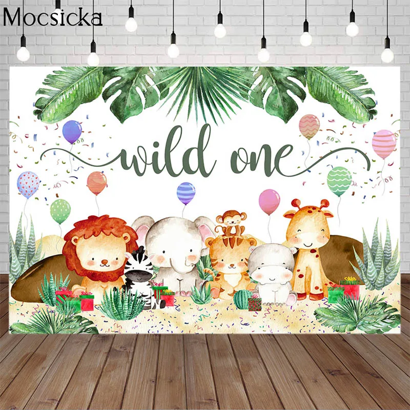 

Tropical Jungle Safari Photography Backdrop Kid 1st Wild One Newborn Baby Birthday Party Photozone Family Shoot Photo Background