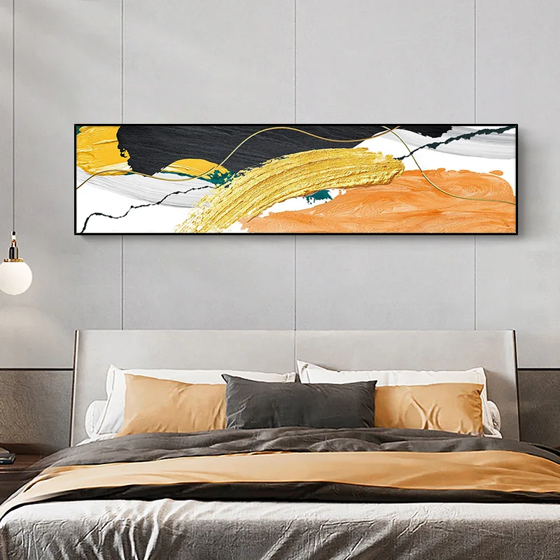 

Ручная роспись маслом Золотая подвесная живопись Черно-белая оранжевая абстрактная настенная живопись декоративная живопись для гостиной